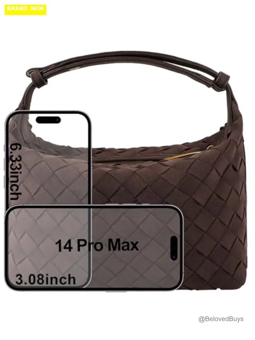 Faux Suede Hobo Handbag with Adjustable Strap, Hand-Woven Tote Bag